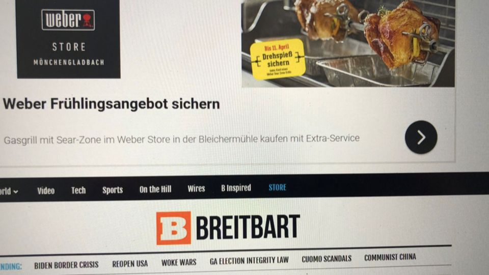 Werbung für Weber auf "Breitbart" Werbung für Weber auf "Breitbart"