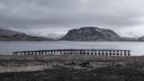 Überreste einer Landungsbrücke der alliierten Streitkräfte aus dem Zweiten Weltkrieg am Hvalfjörður nahe Borgarnes.