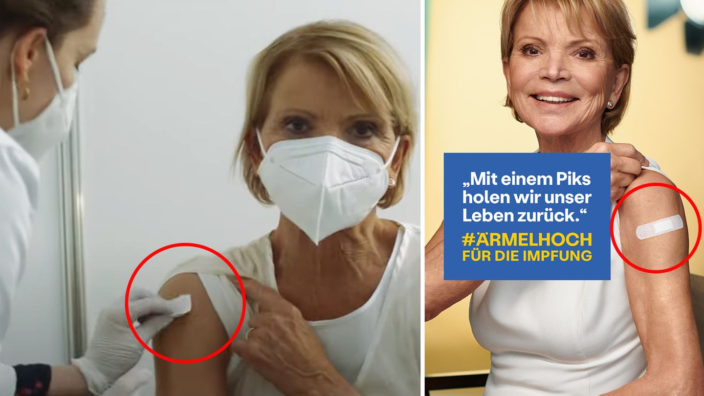 Uschi Glas in Video und auf Plakat von "Ärmel hoch"-Impfkampagne