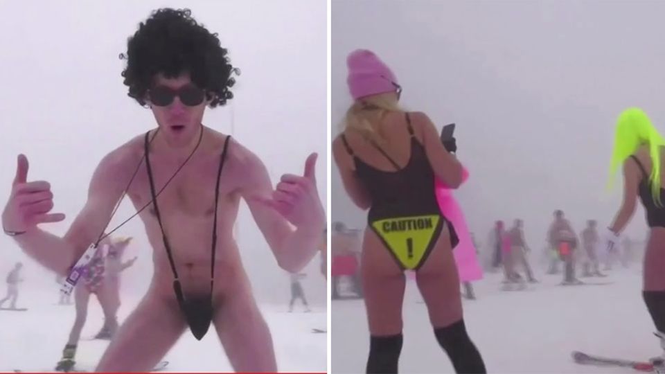 Skurriles Festival: "Anti-Coronavirus-Stimmung" – 700 Skisportler jagen halbnackt die Piste runter