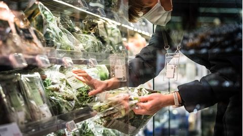 Die Gemüseabteilung eines niederländischen Supermarkts