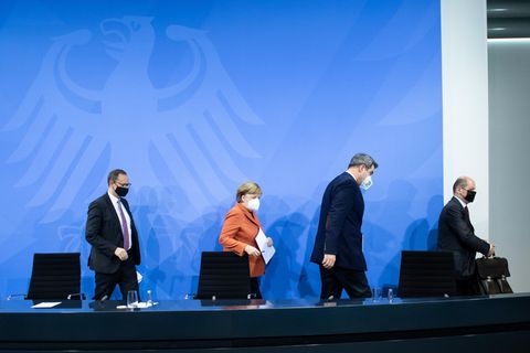 Michael Müller, Angela Merkel, Markus Söder, Olaf Scholz