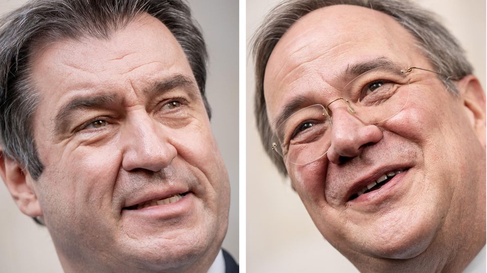 Markus Söder (li., CSU), und Armin Laschet (CDU)