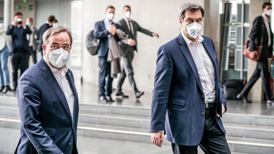 Armin Laschet, Bundesvorsitzender der CDU, und Markus Söder, Bundesvorsitzender der CSU