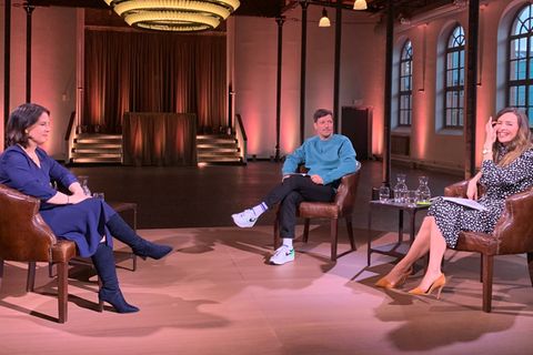 Annalena Baerbock beim Pro-Sieben-Interview mit Thilo Mischke und Katrin Bauerfeind