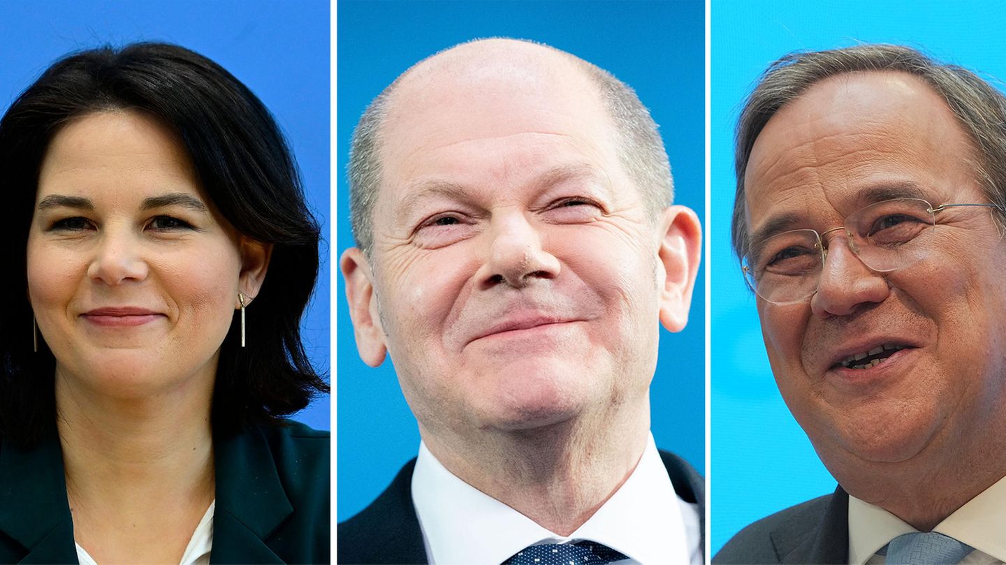 RTL-Sondersendung: Annalena Baerbock (Grüne), Olaf Scholz (SPD) und Armin Laschet (CDU) stehen in der RTL-Sondersendung "Kampf ums Kanzleramt – Die Kandidaten stellen sich" Rede und Antwort. Annalena Baerbock (Grüne), Olaf Scholz (SPD) und Armin Laschet (CDU) stehen in der RTL-Sondersendung "Kampf ums Kanzleramt – Die Kandidaten stellen sich" Rede und Antwort.