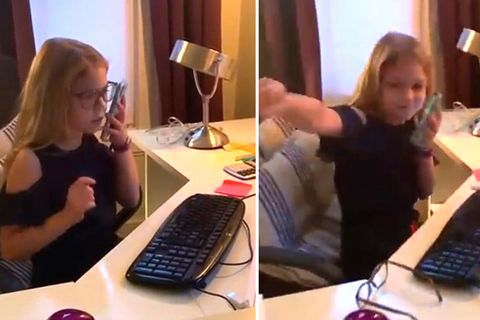 Homeoffice-Interpretation: Achtjährige macht ihre Mutter nach