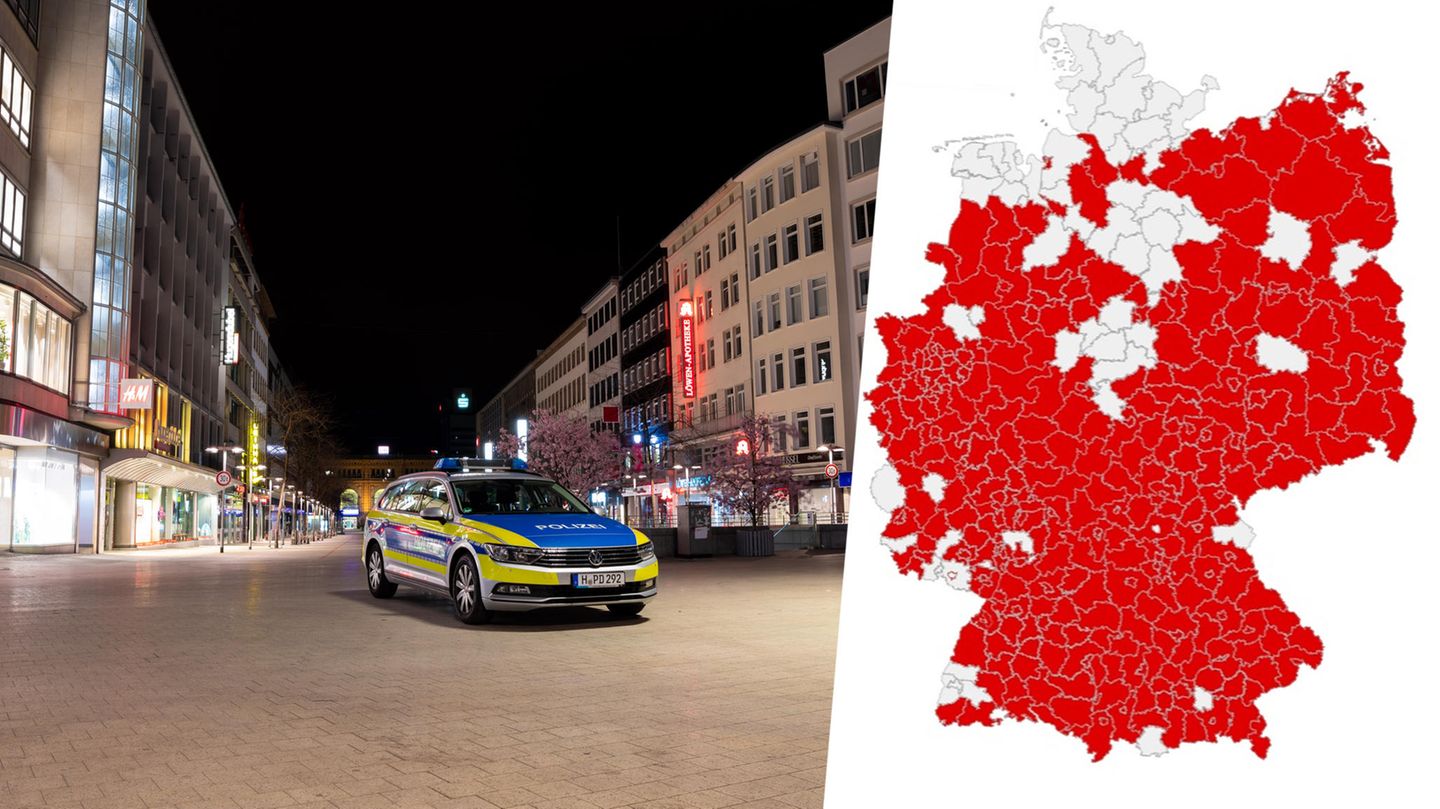 Polizei überwacht Ausgangssperre in Hannover; Karte mit Coronavirus-Inzidenzwerten in Deutschland