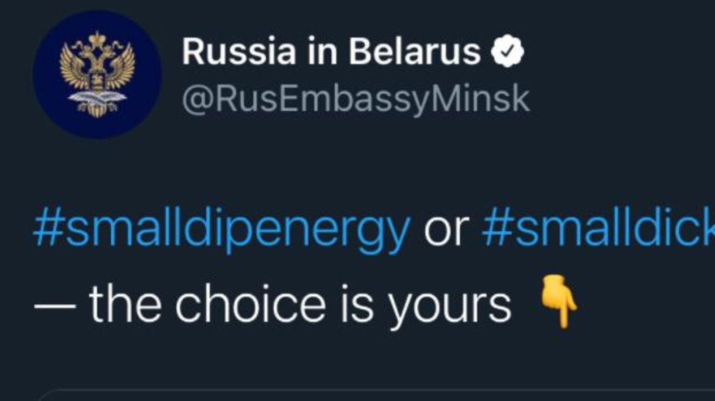 #smalldickenergy: Mit diesem Hashtag rief die russische Botschaft in Belarus ungewollt einen Trend ins Leben 