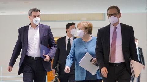 Angela Merkel, Markus Söder, Michael Müller