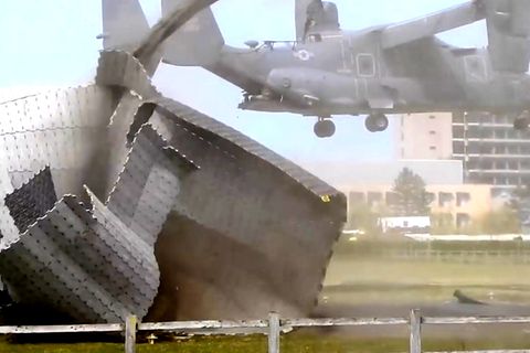 CV-22 Osprey der US Air Force zerstört Landeplatz des Addenbrooke's Krankenhaus in Cambridge