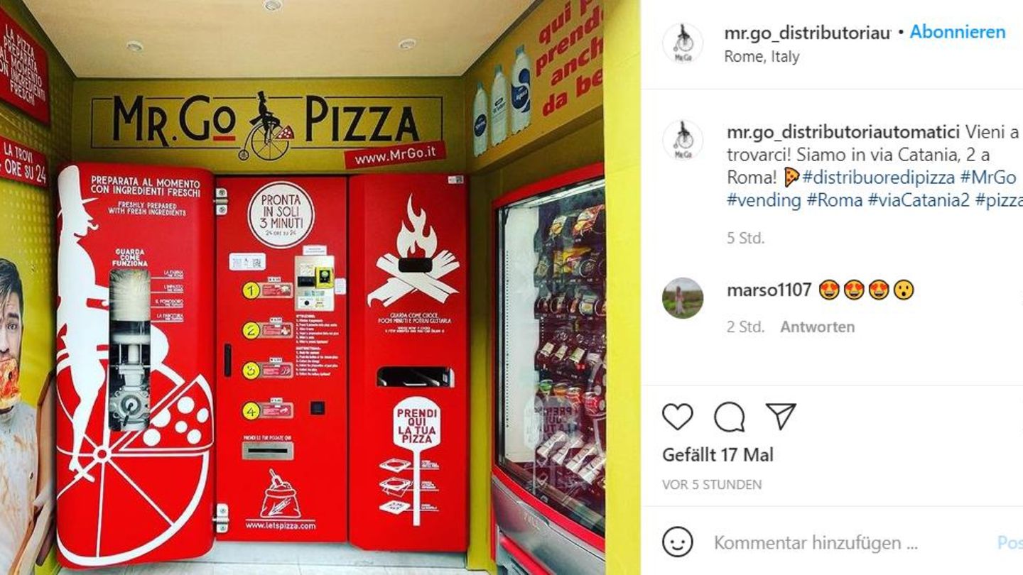 Nahe der Piazza Bologna in Rom steht nun ein Pizza-Automat eines italienischen Start-ups. 