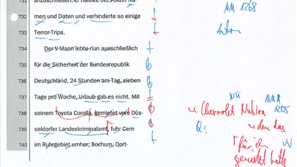 Faksimile-Seite aus dem Original-Manuskript des "Spiegel"-Artikels "Der König der Spione" mit Anmerkungen des Dokumentars. Faksimile-Seite aus dem Original-Manuskript des "Spiegel"-Artikels "Der König der Spione" mit Anmerkungen des Dokumentars.