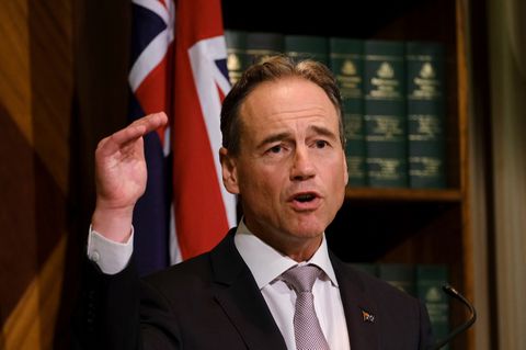 Australiens Gesundheitsminister Greg Hunt bei einer Pressekonferenz