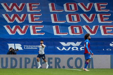 Manchester Citys Sergio Aguero im Spiel gegen Crystal Palace