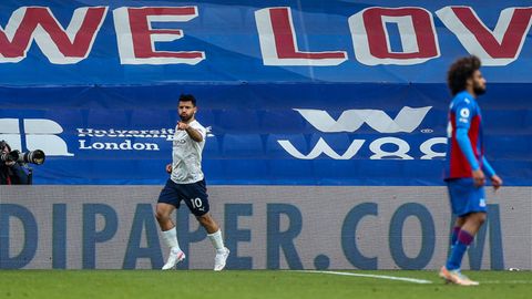 Manchester Citys Sergio Aguero im Spiel gegen Crystal Palace