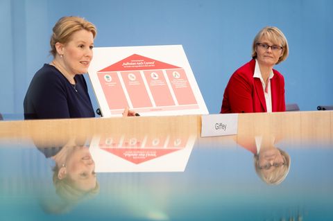 Franziska Giffey (l., SPD), Bundesfamilienministerin, und Anja Karliczek (CDU), Bundesbildungsministerin