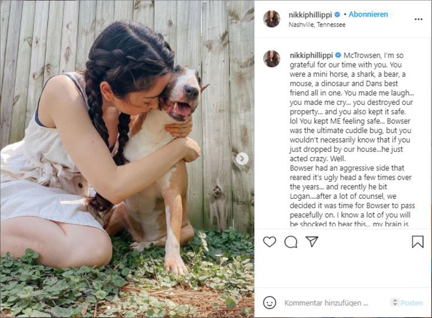 Influencerin Nikki Phillippi ließ ihren Hund einschläfern