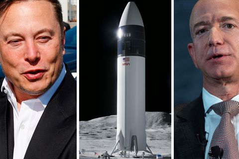 Kombo: Elon Musk, Nasa-Mondlander Artemis, Jeff Bezos