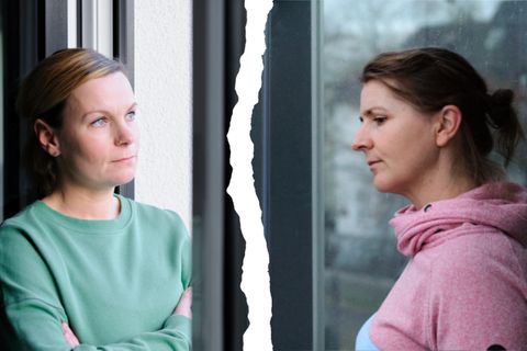 Gegenübergestellte Bilder zweier Frauen