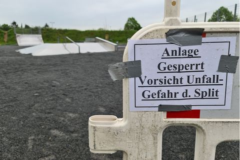 Mit Rollsplit bedeckte Skateranlage in Dieburg