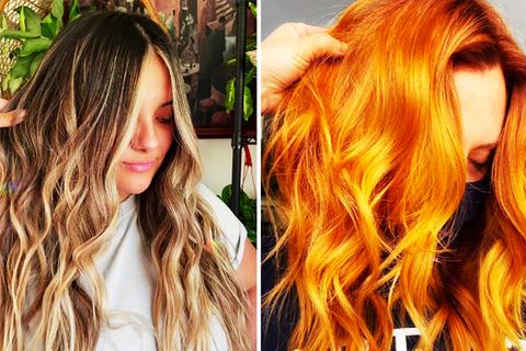Zwei Frauen präsentieren ihre Frisuren