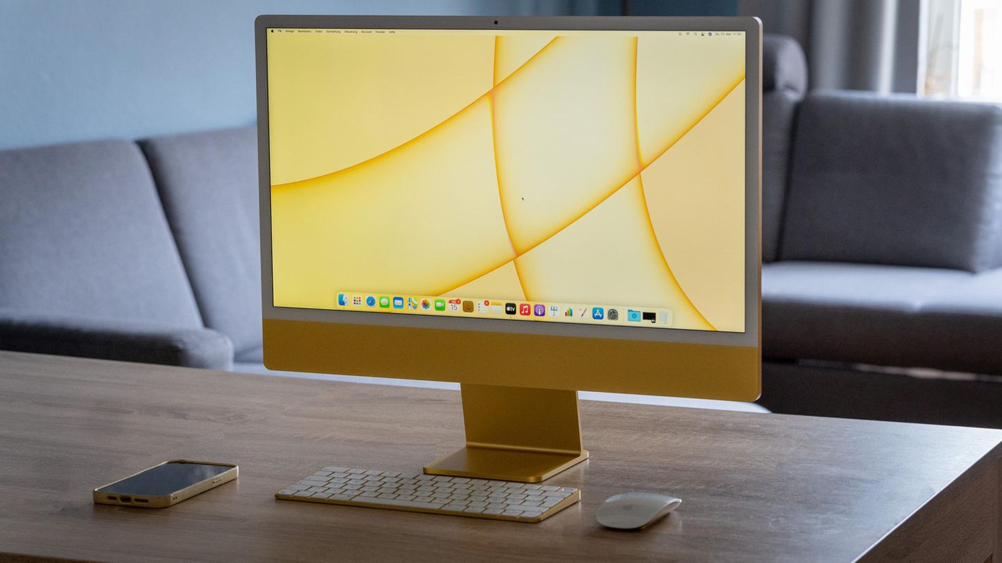 Der neue iMac kommt in knalligen Farben - hier das gelbe Modell.