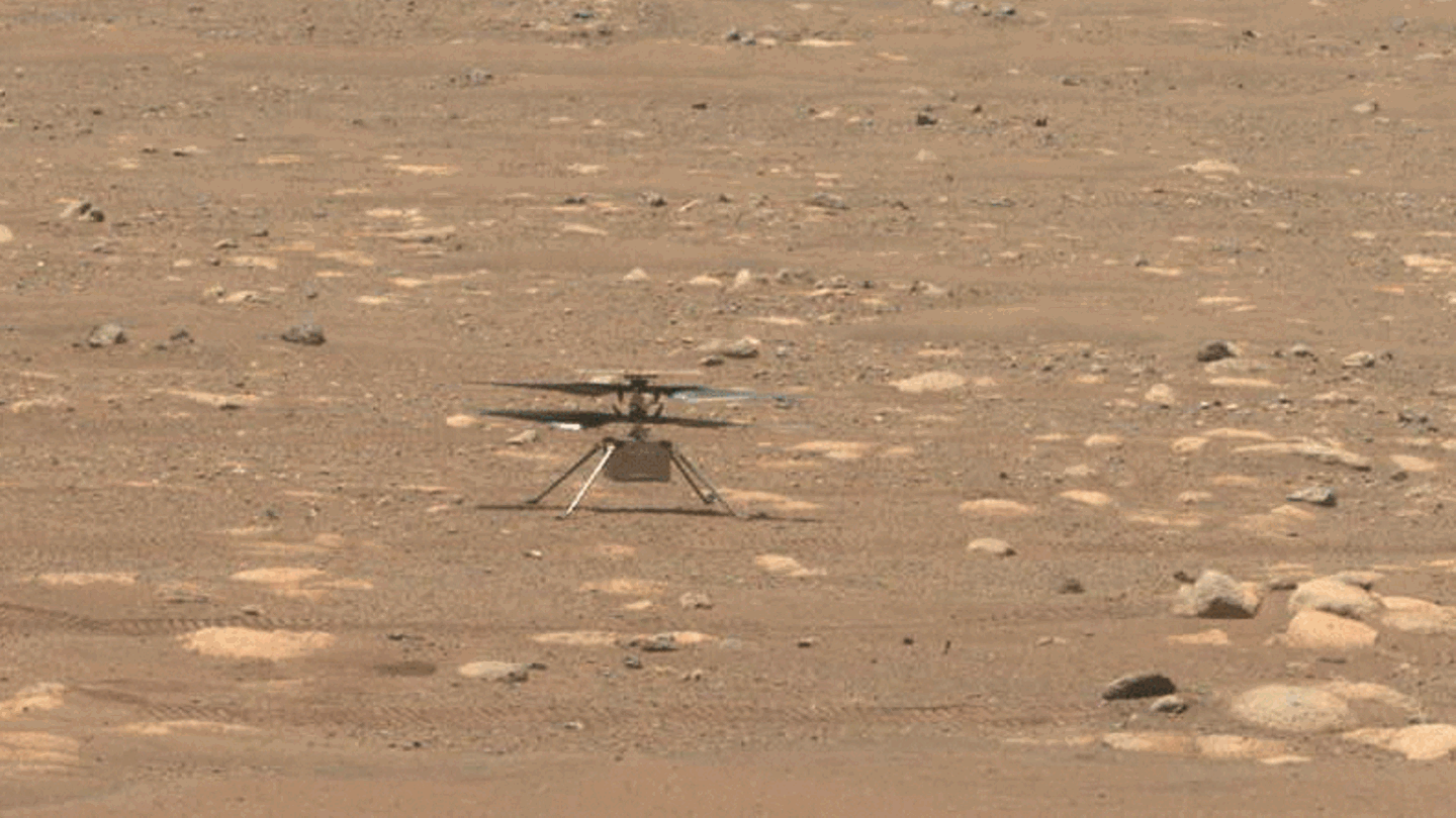 Gif - schnell gegenläufige Rotation der Rotorblätter von Ingenuity