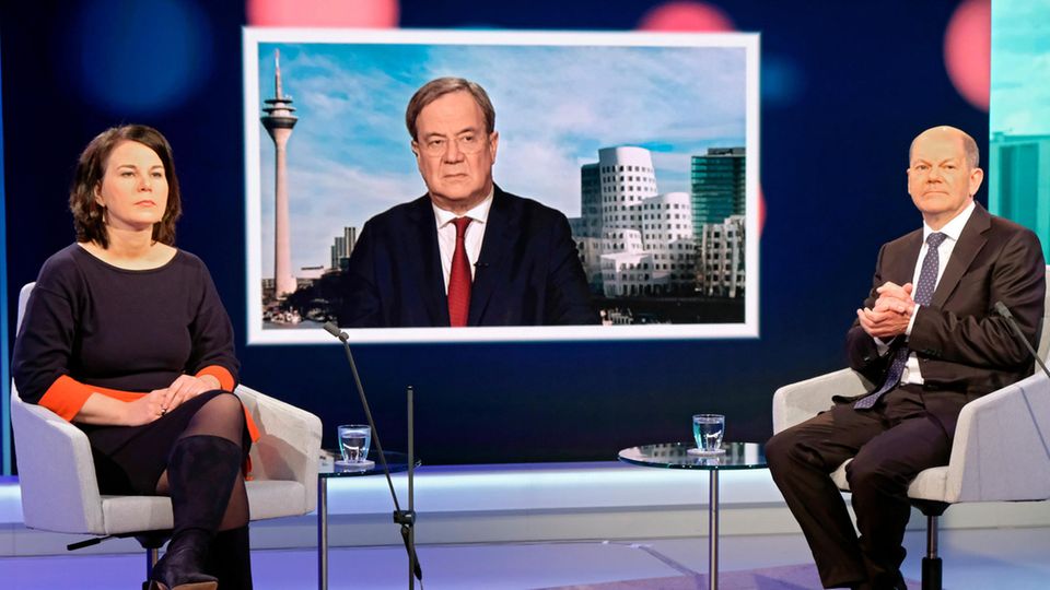 Kanzlerkandidaten Baerbock, Laschet, Scholz auf dem WDR-Europaforum