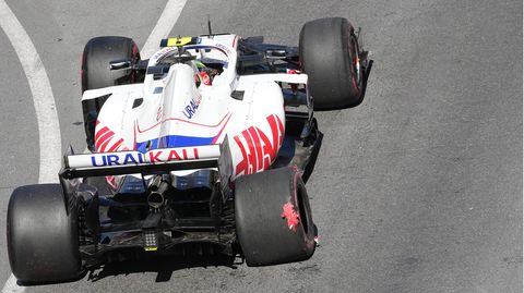 Mick Schumacher hat sich in Monaco das Hinterrad demoliert