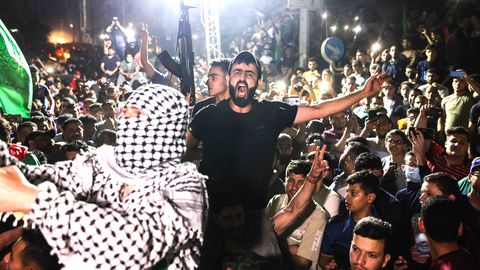 Palästinenser feiern die Waffenruhe mit Israel 