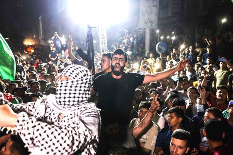 Palästinenser feiern die Waffenruhe mit Israel 