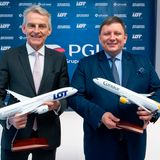 Ende Januar 2020: Condor-CEO Ralf Teckentrup (links) und LOT-CEO Rafal Milczarski geben die Übernahme der Condor durch die Polish Aviation Group S.A. (PGL), Muttergesellschaft der LOT, bekannt. Doch dann kam die Corona-Krise und der Deal platzte.