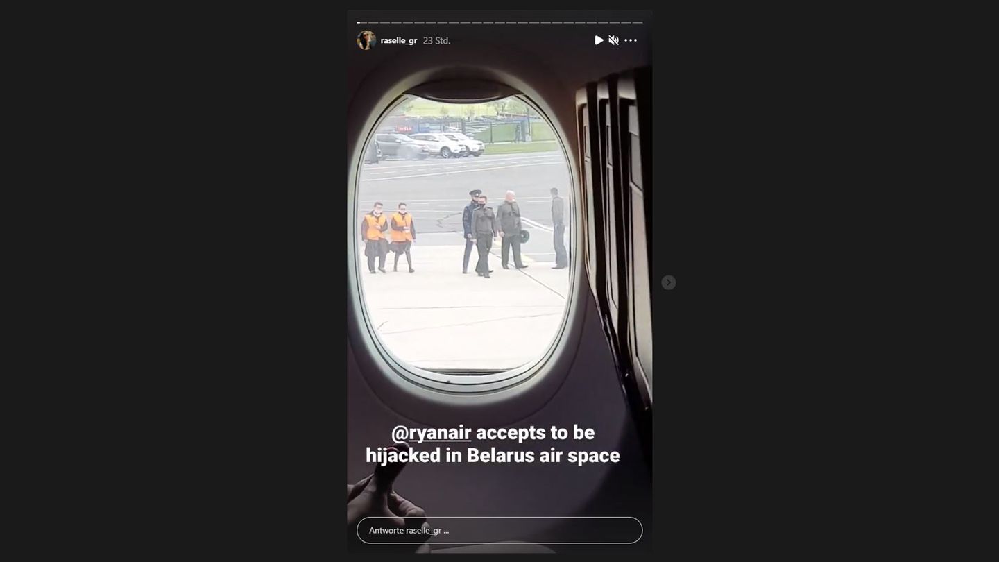 Auszüge aus der Instagram-Story von raselle_gr "Ryanair akzeptiert es, in Belarus' Luftraum entführt zu werden."