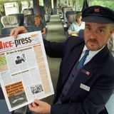 Analoge Innovation für Fahrgäste der 1. Klasse: 1997 wird die vierseitige Zeitung "ICE-Press" verteilt, die per Funk in die Züge übermittelt, wo sie nachmittags aktuell ausgedruckt wird.
