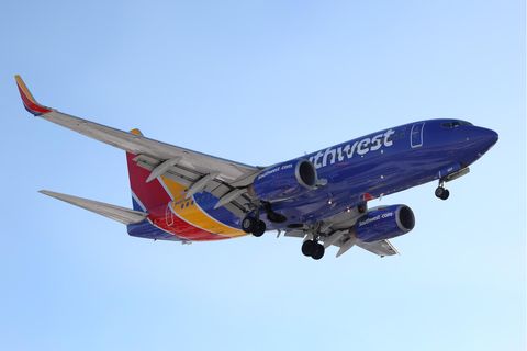 Flugzeug von Southwest-Airlines. Hier wurde eine Flugbegleiterin attackiert.