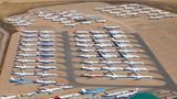 Flughafen Teruel in Spanien  Auf einem Hochplateau im Nordosten Spanien liegt dieser Airport, der keinen Passagierterminal hat, sondern eine riesige Abstellfläche für nicht mehr benutzte Flugzeuge. Die Firma Tarmac Aerosave konserviert und recycelt hier Flugzeuge.