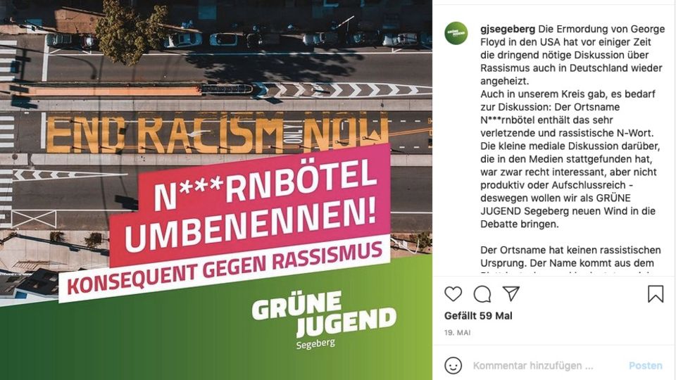 Instagram-Post der grünen Jugend in Bad Segeberg, Schleswig-Holstein