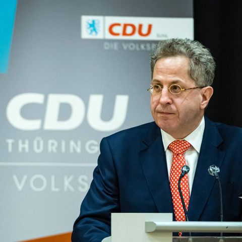 Hans-Georg Maaßen vor CDU-Logo Thüringen