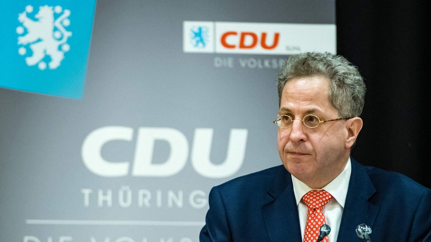 Hans-Georg Maaßen vor CDU-Logo Thüringen