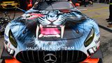 Ein Kunstwerk auf der Motorhaube des Mercedes-AMG GT3 vom Racingteam Haupt.