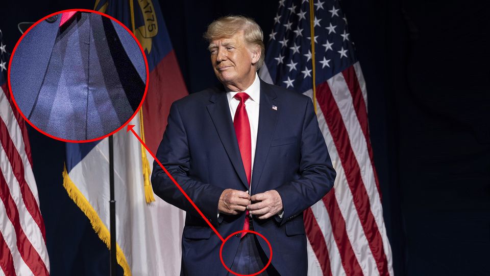 Auf einem nachträglich durch unsere Redaktion aufgehellten Bild ist der Reißverschluss an Donald Trumps Hose dann doch eindeutig zu erkennen