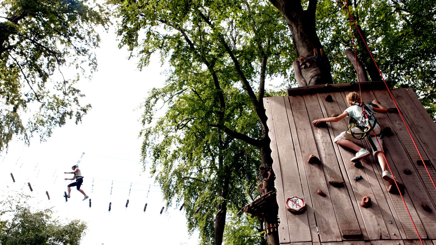 Berlin: Waldhochseilgarten Jungfernheide Im Waldhochseilgarten Jungfernheide in Berlin können Kinder ihre Kletterkünste trainieren