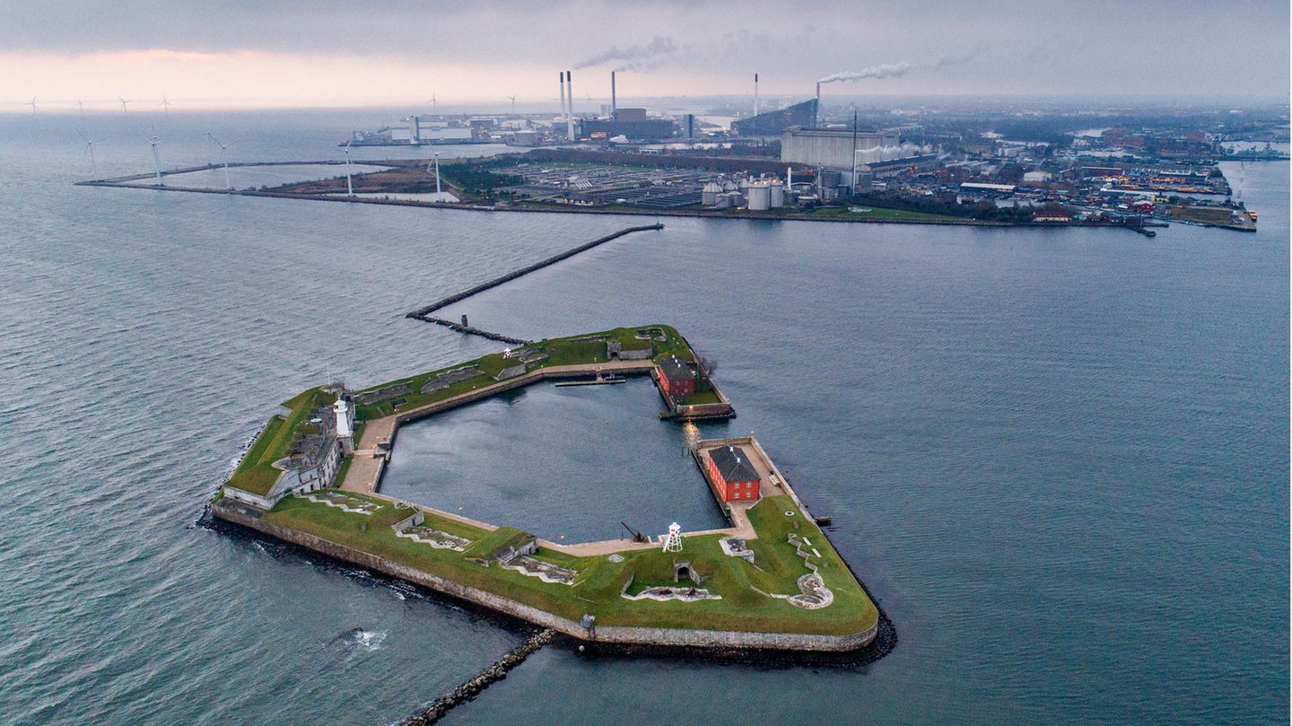 Eine Luftaufnahme von Kopenhagens Hafen