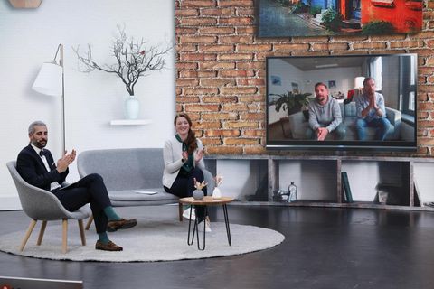 Joko Winterscheidt, Klaas Heufer-Umlauf, Stern-Chefredakteurin Anna-Beeke Gretemeier, Moderator Michel Abdollahi