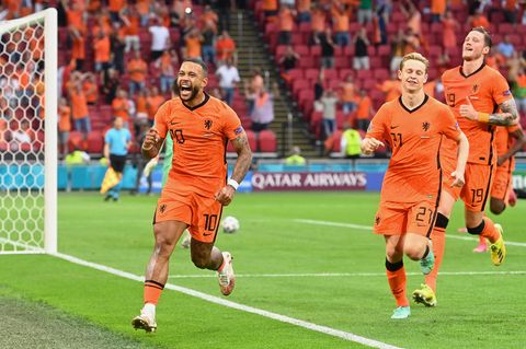 Memphis Depay nach seinem 1:0 für die Niederlande im EM-Vorrundenspiel gegen Österreich