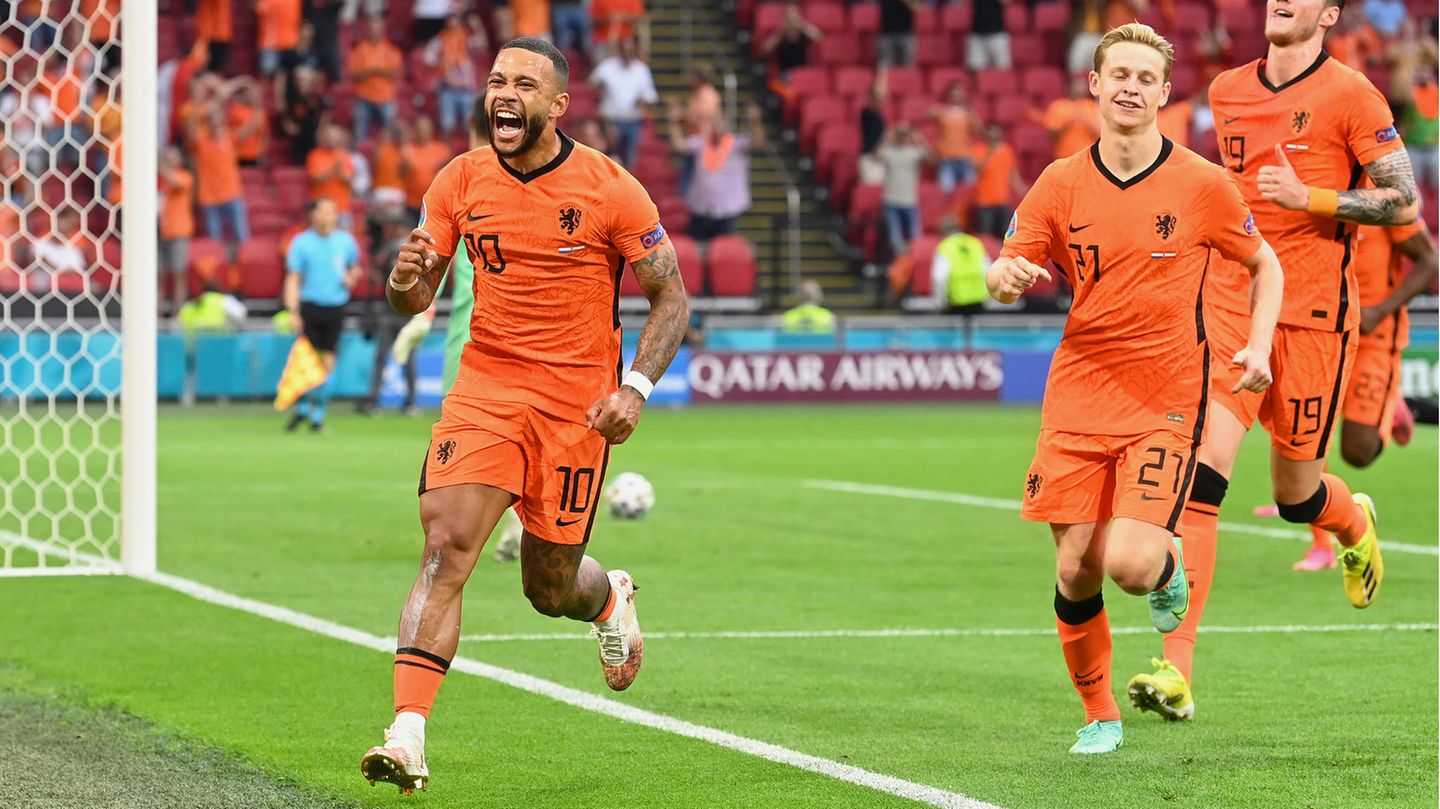 Memphis Depay nach seinem 1:0 für die Niederlande im EM-Vorrundenspiel gegen Österreich