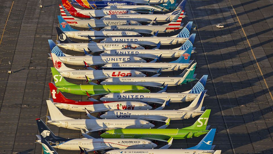Einige der mehr als 400 auf Halde produzierten Boeing 737 Max stehen auf dem Flughafen Moses Lake im Bundesstaat Washington