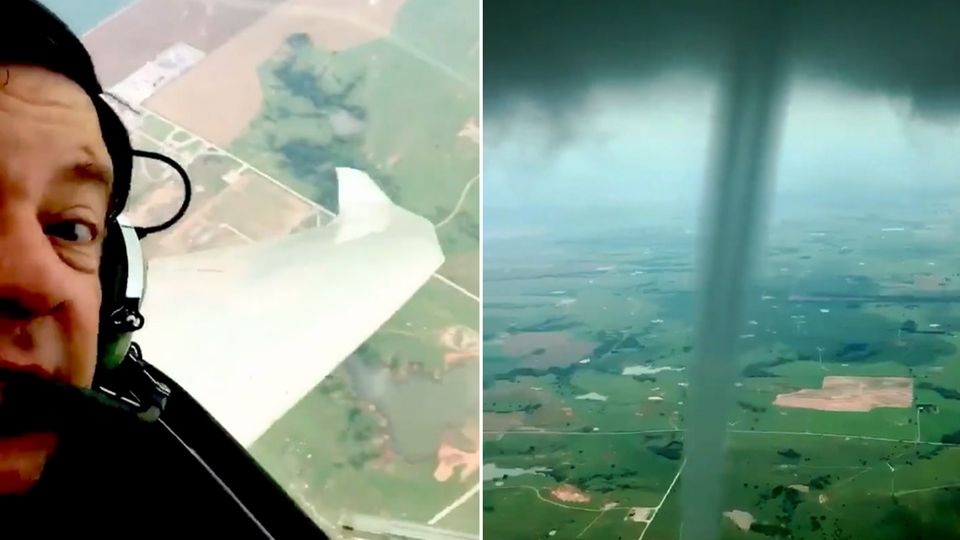 Pilot kommt Mini-Tornado bedrohlich nahe