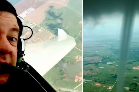 Pilot kommt Mini-Tornado bedrohlich nahe